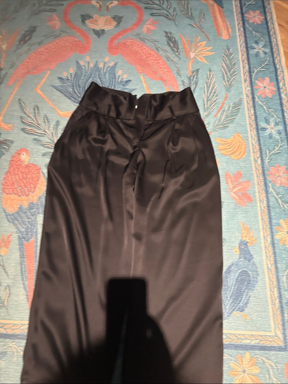 Black Satin High-Waist Trousers